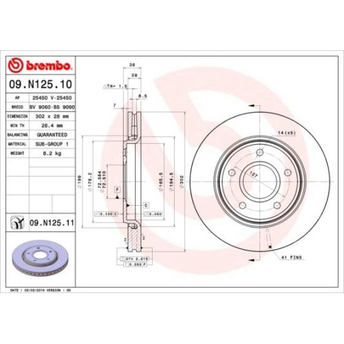 2X Brembo Bremsscheibe Prime Line - Uv Coated für Chrysler Dodge Fiat VW