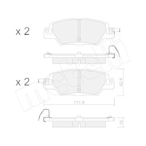 Bremsbelagsatz Scheibenbremse Metelli 22-1158-0 für Mazda Hinterachse