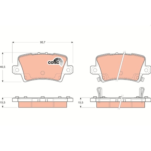 Bremsbelagsatz Scheibenbremse Trw GDB3408 Cotec für Honda Hinterachse