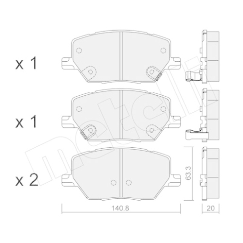 Bremsbelagsatz Scheibenbremse Metelli 22-1001-0 für Fiat Jeep Vorderachse