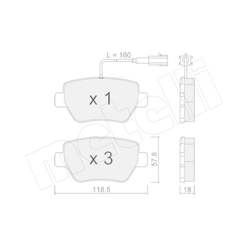 Bremsbelagsatz Scheibenbremse Metelli 22-1204-0 für Maserati Hinterachse