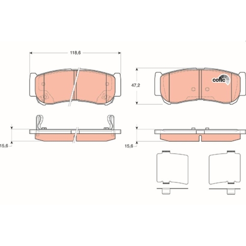 Bremsbelagsatz Scheibenbremse Trw GDB3419 Cotec für Hyundai Hinterachse