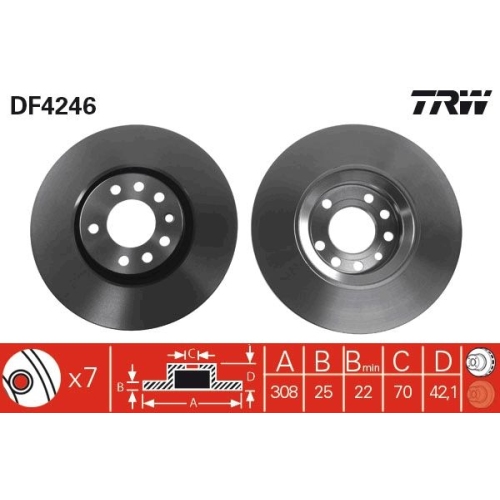 TRW 2X Bremsscheibe Vorderachse für Opel Saab Vauxhall Chevrolet