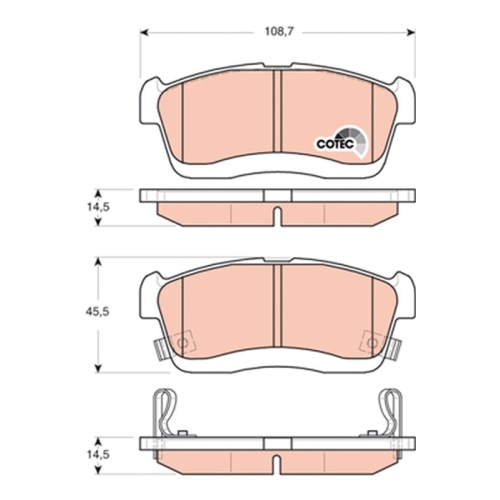 Bremsbelagsatz Scheibenbremse Trw GDB3430 Cotec für Daihatsu Subaru Toyota