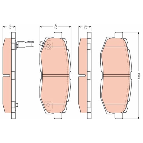 Bremsbelagsatz Scheibenbremse Trw GDB3442 für Subaru Toyota Hinterachse