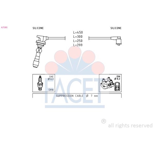 Zündleitungssatz Facet 4.7255 Made In Italy - Oe Equivalent für Hyundai