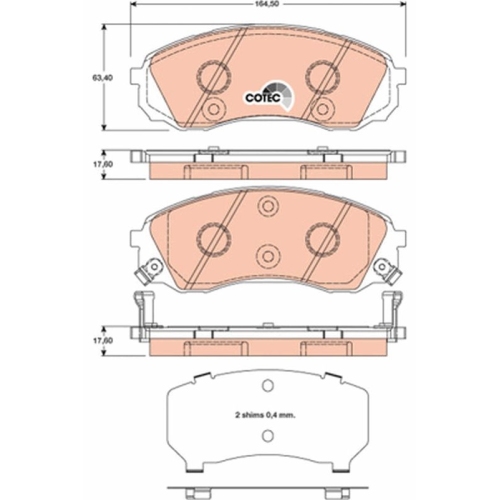 Bremsbelagsatz Scheibenbremse Trw GDB3448 Cotec für Hyundai Kia Vorderachse