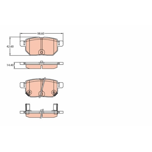 Bremsbelagsatz Scheibenbremse Trw GDB3454 Cotec für Subaru Toyota Lexus Scion