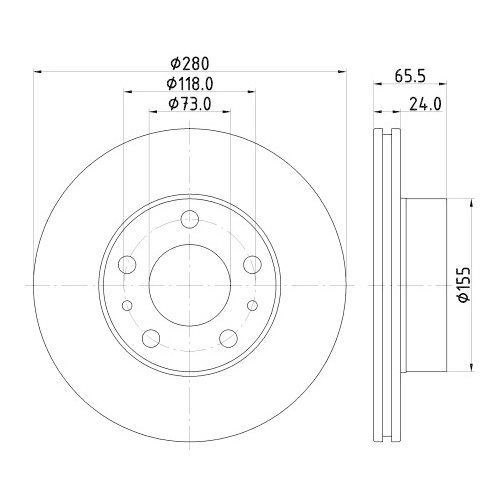 Hella Pagid 2X Bremsscheibe Pro für Citroën Fiat Peugeot