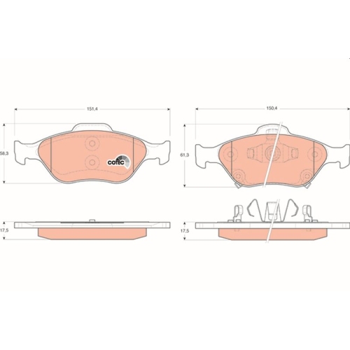 Bremsbelagsatz Scheibenbremse Trw GDB3457 Cotec für Daihatsu Toyota Vorderachse