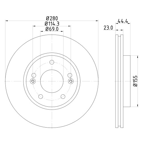 Hella Pagid 2X Bremsscheibe Pro High Carbon für Hyundai Kia (dyk)