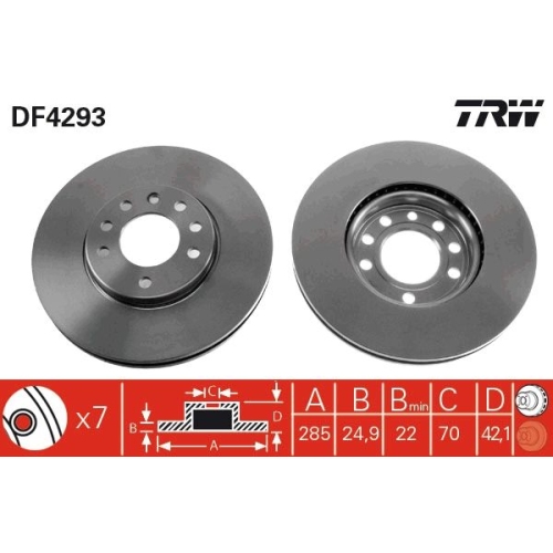 TRW 2X Bremsscheibe für Fiat Opel Saab Vauxhall Chevrolet Cadillac