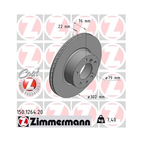 Zimmermann 2X Bremsscheibe Vorderachse Coat Z für Bmw