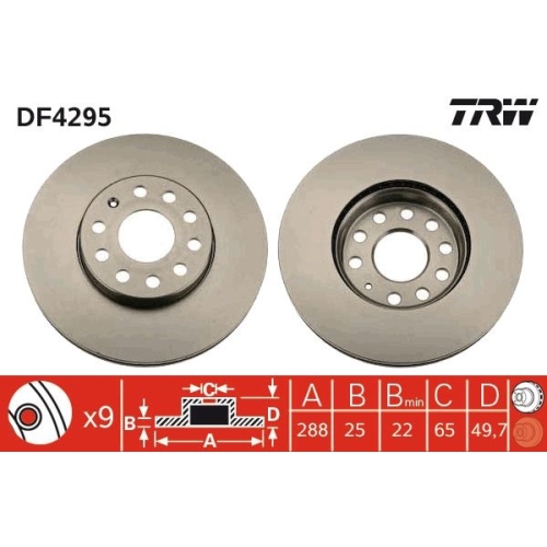 TRW 2X Bremsscheibe für Audi Seat Skoda VW Audi (faw) Vw (faw) Vw (svw)