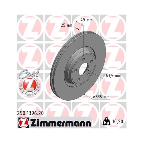 Zimmermann 2X Bremsscheibe Vorderachse Coat Z für Ford