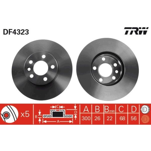 TRW 2X Bremsscheibe Vorderachse für Audi Ford Seat Skoda VW