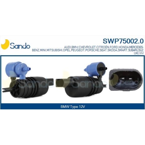 Waschwasserpumpe Scheibenreinigung Sando SWP75002.0 für Bmw Ford Honda Subaru VW