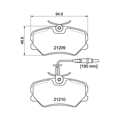 Bremsbelagsatz Scheibenbremse Hella Pagid 8DB 355 017-741 für Citroën Peugeot