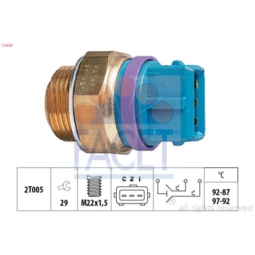 Temperaturschalter Kühlerlüfter Facet 7.5629 Made In Italy - Oe Equivalent für