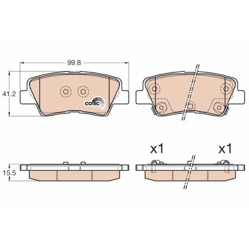 Bremsbelagsatz Scheibenbremse Trw GDB3537 Cotec für Toyota Hyundai Kia