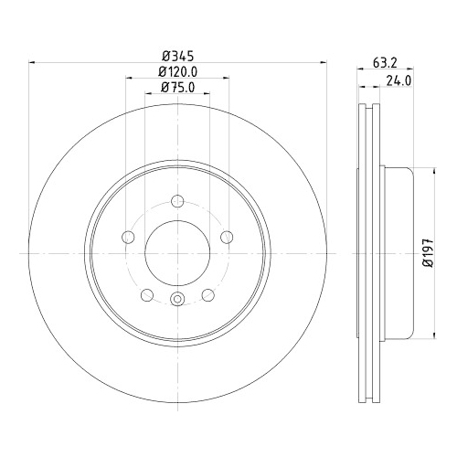 Hella Pagid 2X Bremsscheibe Hinterachse Pro für Bmw