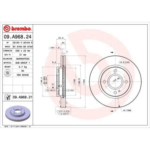 2X Brembo Bremsscheibe Prime Line - Uv Coated für Ford Ford Usa