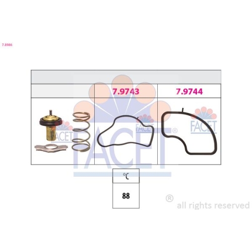 Thermostat Kühlmittel Facet 7.8986 Made In Italy - Oe Equivalent für Alfa Romeo