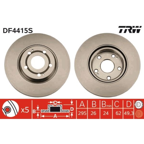 TRW 1X Bremsscheibe Vorderachse für Toyota