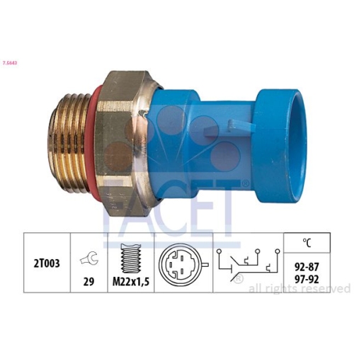 Temperaturschalter Kühlerlüfter Facet 7.5643 Made In Italy - Oe Equivalent für