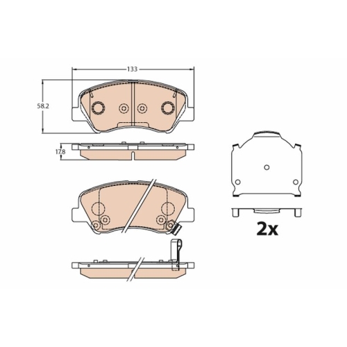 Bremsbelagsatz Scheibenbremse Trw GDB3630 für Hyundai Kia Hinterachse