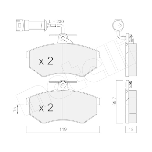 Bremsbelagsatz Scheibenbremse Metelli 22-0148-4 für DR