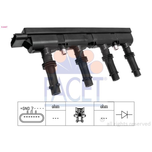 Zündspule Facet 9.6447 Oe Equivalent für Opel Vauxhall Chevrolet Hitachi