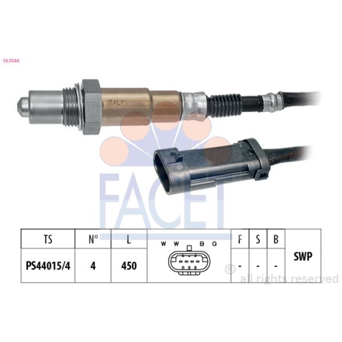 Lambdasonde Facet 10.7594 Made In Italy - Oe Equivalent für Nissan Peugeot Dacia