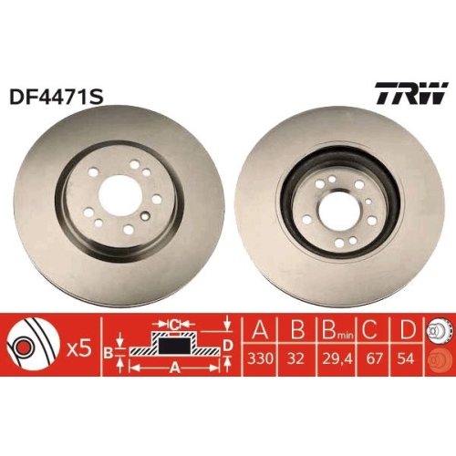 TRW 1X Bremsscheibe für Mercedes Benz