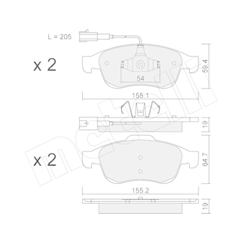 Bremsbelagsatz Scheibenbremse Metelli 22-0817-1 für Alfa Romeo Vorderachse