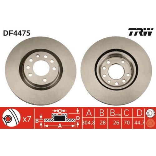 TRW 2X Bremsscheibe Vorderachse für Fiat