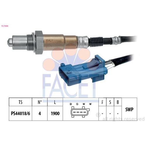 Lambdasonde Facet 10.7688 Made In Italy - Oe Equivalent für Citroën Fiat Peugeot