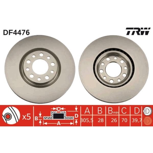 TRW 2X Bremsscheibe Vorderachse für Alfa Romeo Fiat Jeep