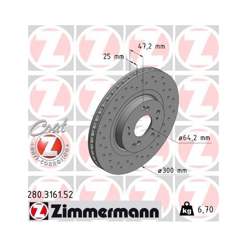 Bremsscheibe Zimmermann 280.3161.52 Sport Z für Honda Vorderachse