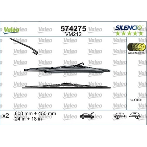 Wischblatt Valeo 574275 Silencio Conventional Set für Citroën Vorne