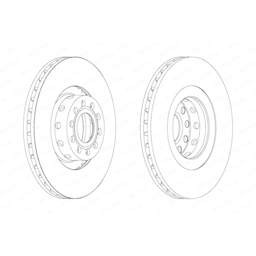 2 Bremsscheibe FERODO DDF1563C PREMIER für AUDI VW VAG, Vorderachse