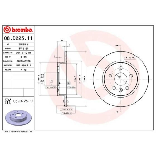 2X Brembo Bremsscheibe Prime Line - Uv Coated für Opel Vauxhall