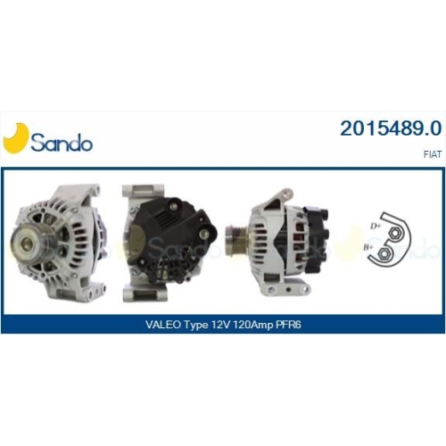 Generator Sando 2015489.0 für Fiat Für Fahrzeuge Mit/ohne Klimaanlage