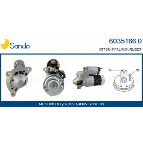 Starter Sando 6035166.0 für Fiat Mitsubishi Citroën/peugeot