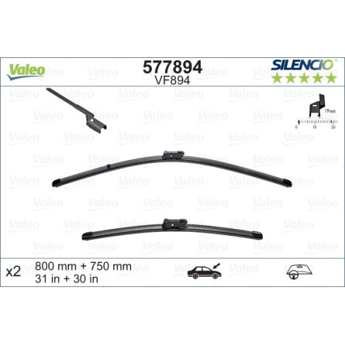 Wischblatt Valeo 577894 Silencio Flat Blade Set für Citroën Peugeot Vorne