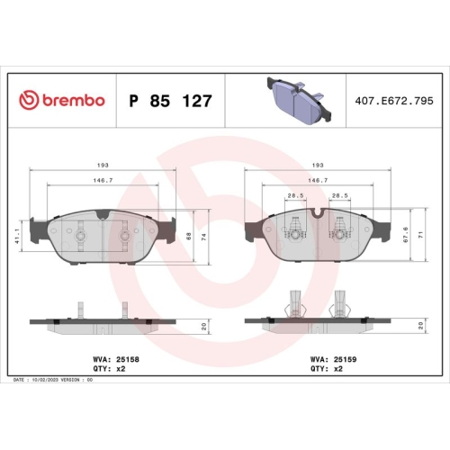 Bremsbelagsatz Scheibenbremse Brembo P85127 Prime Line für Audi Seat Skoda VW