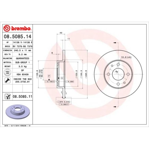 2X Brembo Bremsscheibe Prime Line für Alfa Romeo Fiat Ford Lancia Abarth