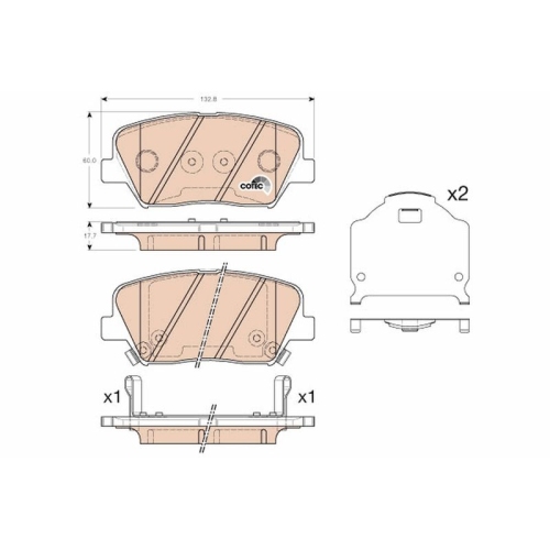 Bremsbelagsatz Scheibenbremse Trw GDB3549 Cotec für Hyundai Kia Kia (dyk)