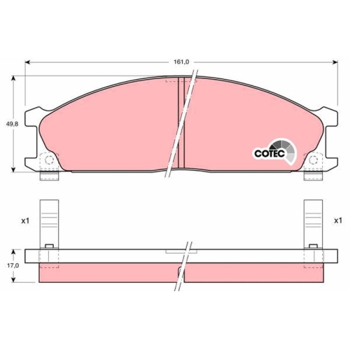 Bremsbelagsatz Scheibenbremse Trw GDB766 Cotec für Nissan Subaru Vorderachse