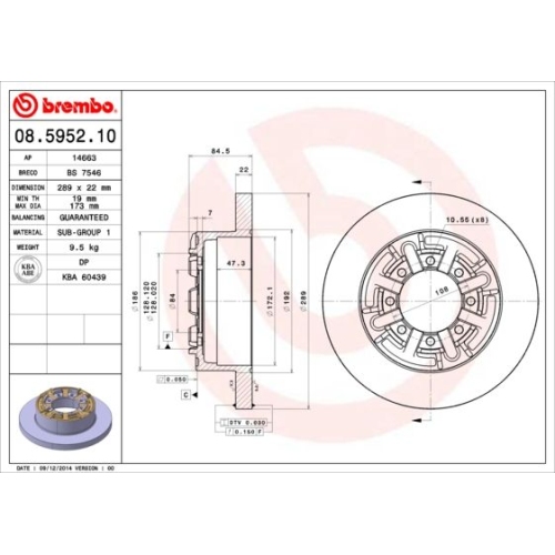 1X Brembo Bremsscheibe Hinterachse Prime Line für Iveco